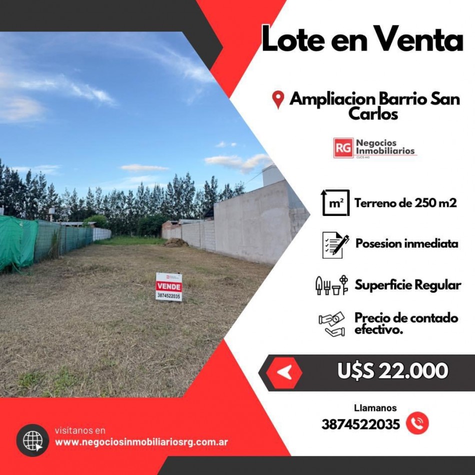 Lote en Ampliacion San Carlos