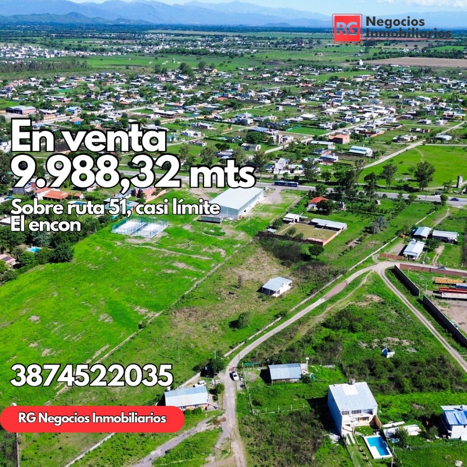 VENTA - lote de 9988 mts sobre ruta 51